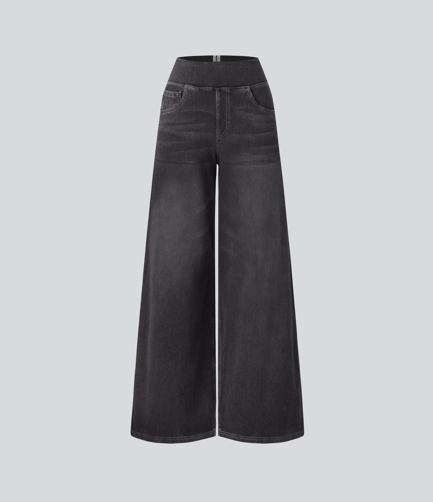 🔥™ High Waisted Pockets Baggy Wide Leg Washed Casual Jeans