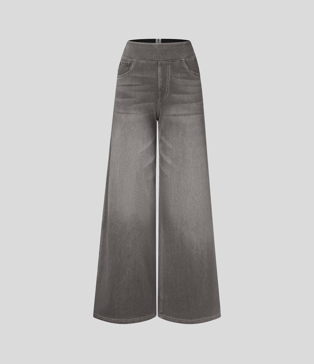 🔥™ High Waisted Pockets Baggy Wide Leg Washed Casual Jeans