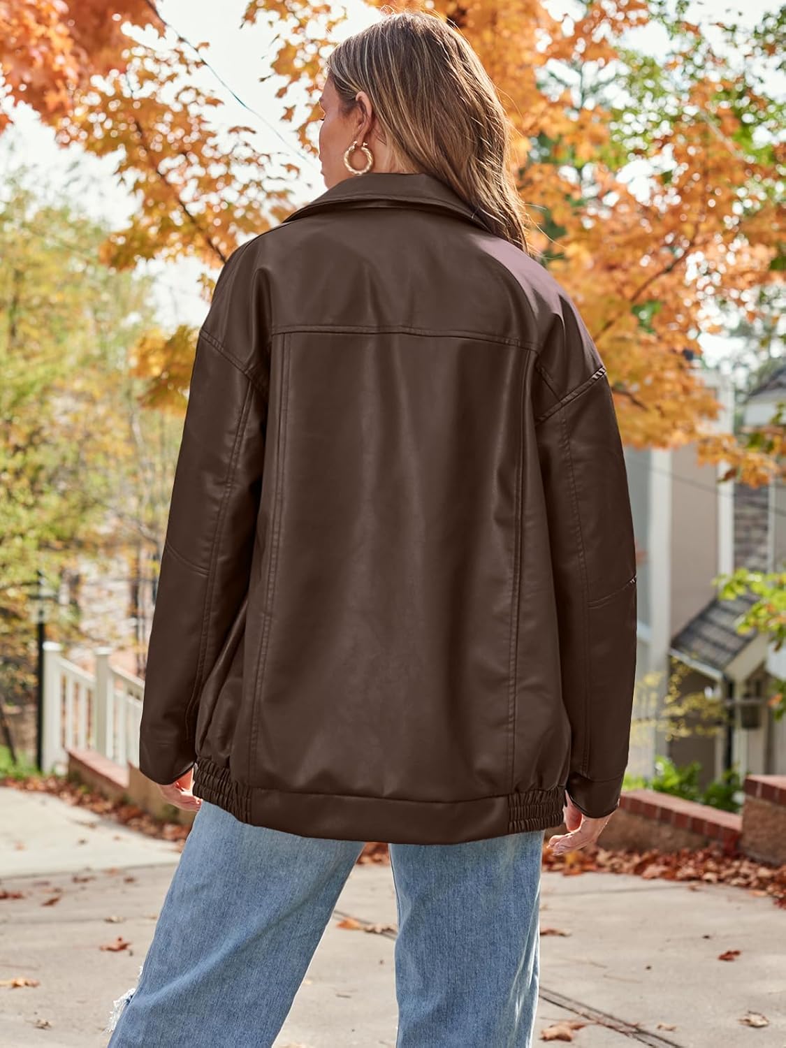 Womens Oversized Leather Jackets Faux Suede Fall Fashion Motorcycle Coats Winter Outfits Clothes Y2k Tops