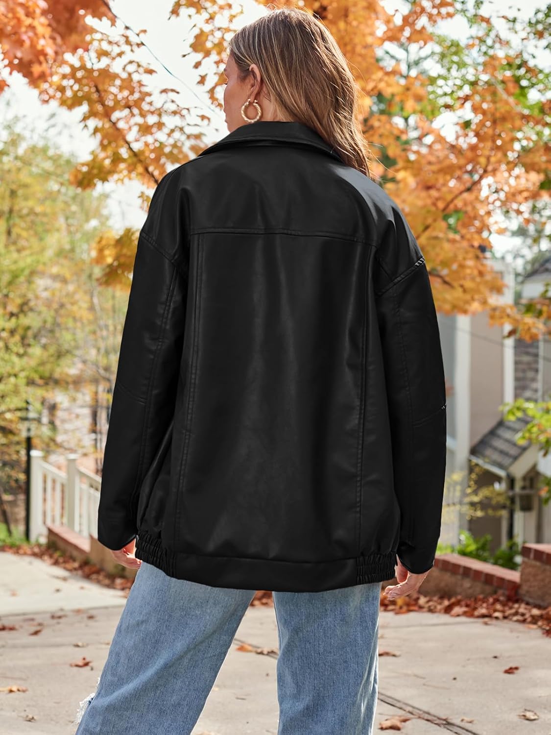 Womens Oversized Leather Jackets Faux Suede Fall Fashion Motorcycle Coats Winter Outfits Clothes Y2k Tops