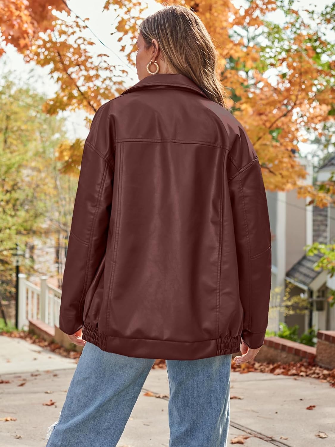 Womens Oversized Leather Jackets Faux Suede Fall Fashion Motorcycle Coats Winter Outfits Clothes Y2k Tops