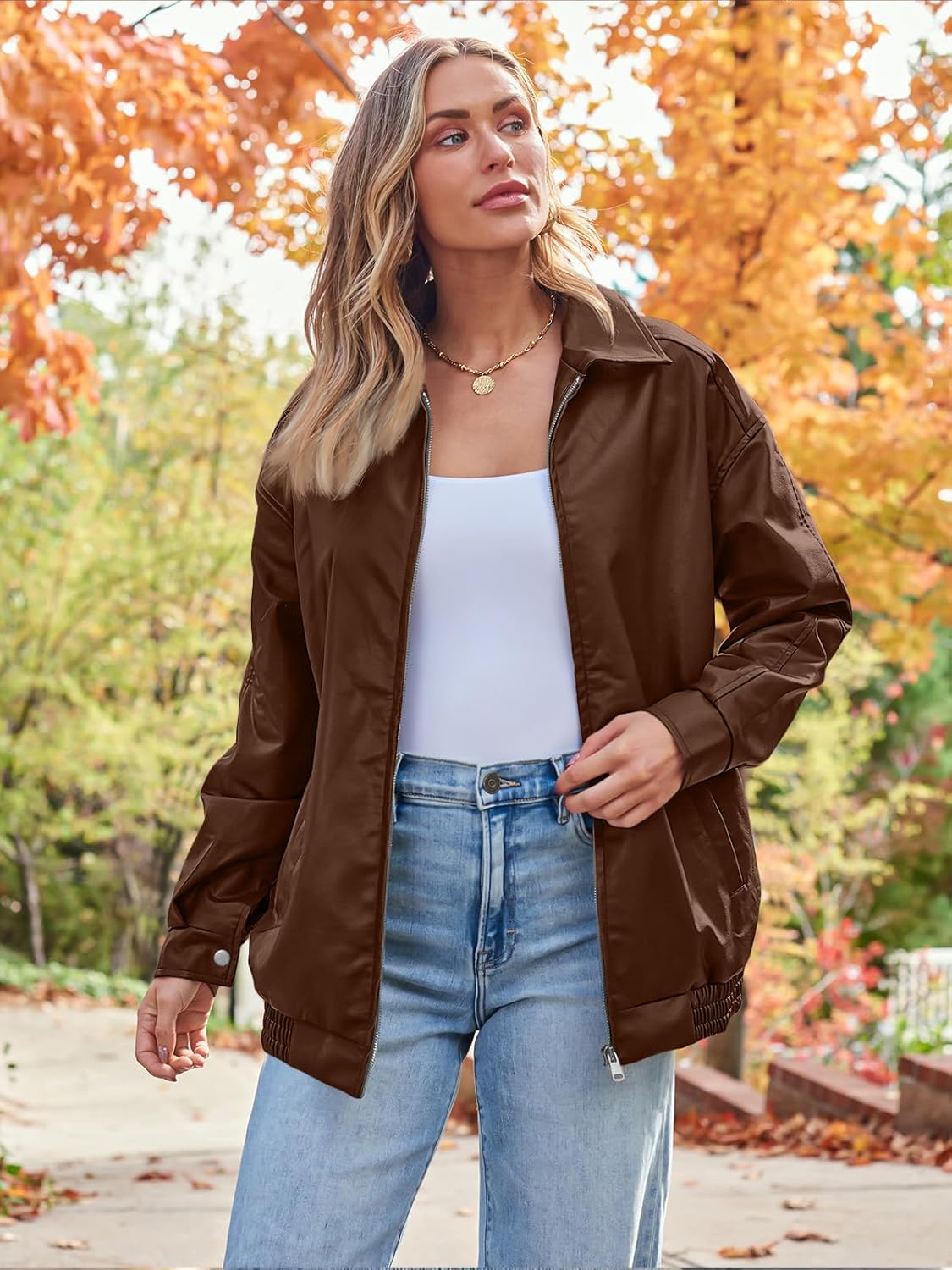Womens Oversized Leather Jackets Faux Suede Fall Fashion Motorcycle Coats Winter Outfits Clothes Y2k Tops