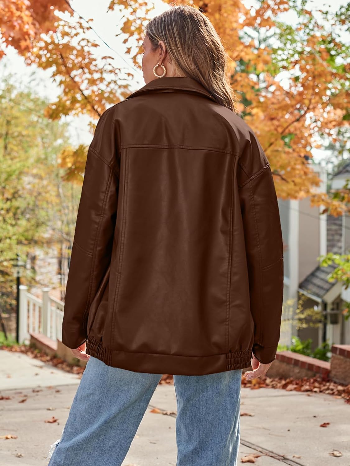 Womens Oversized Leather Jackets Faux Suede Fall Fashion Motorcycle Coats Winter Outfits Clothes Y2k Tops